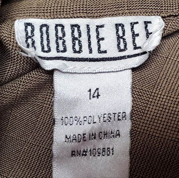 Vintage 90s Robbie Bee Olive Green Puff Sleeve Pleated Button Up Shirt Dress 14 - Picture 12 of 16